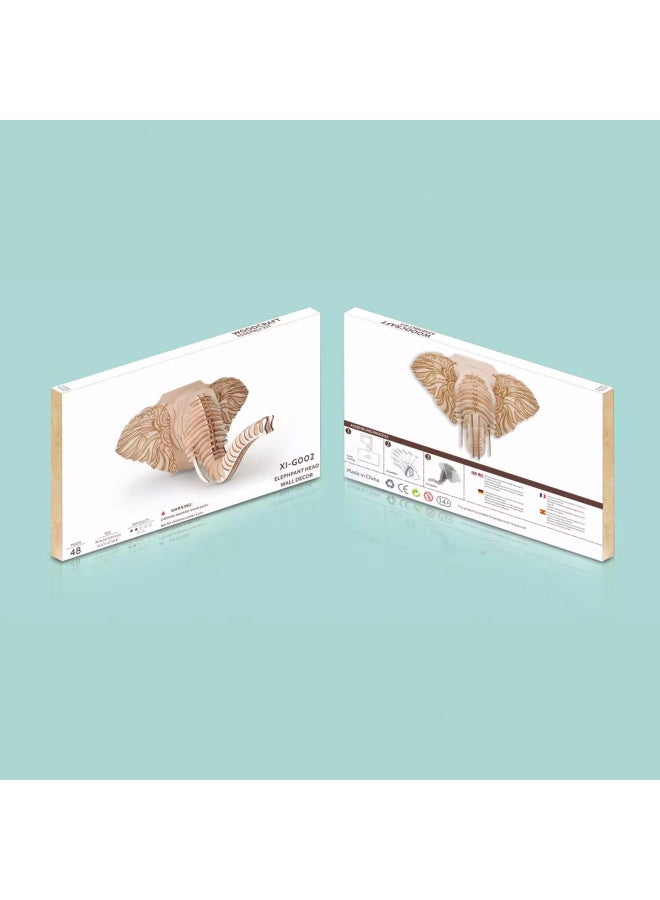 Direct Color Boxed Animal Model DIY Three-dimensional Wooden 3D Laser Puzzle Puzzle Puzzle Toy-Color:XI-G002 Elephant Head - Image 3